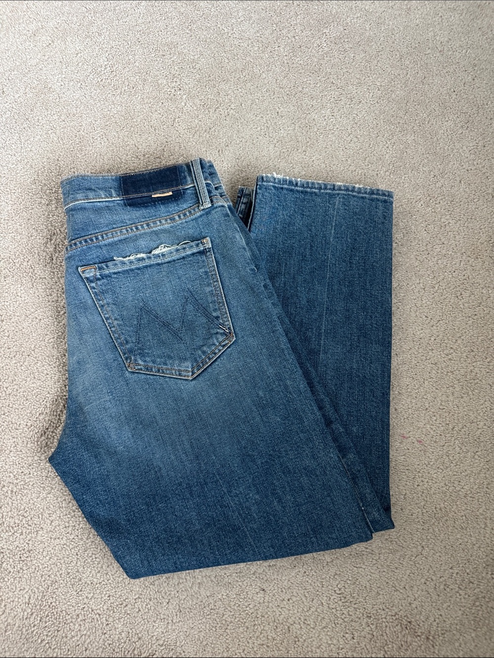 MOTHER Women's Straight Jeans in Medium Blue Wash